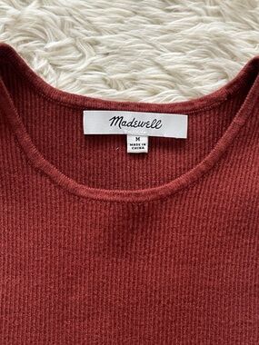 Madewell Ribbed Knit Tank Top M Rust Sleeveless Fitted